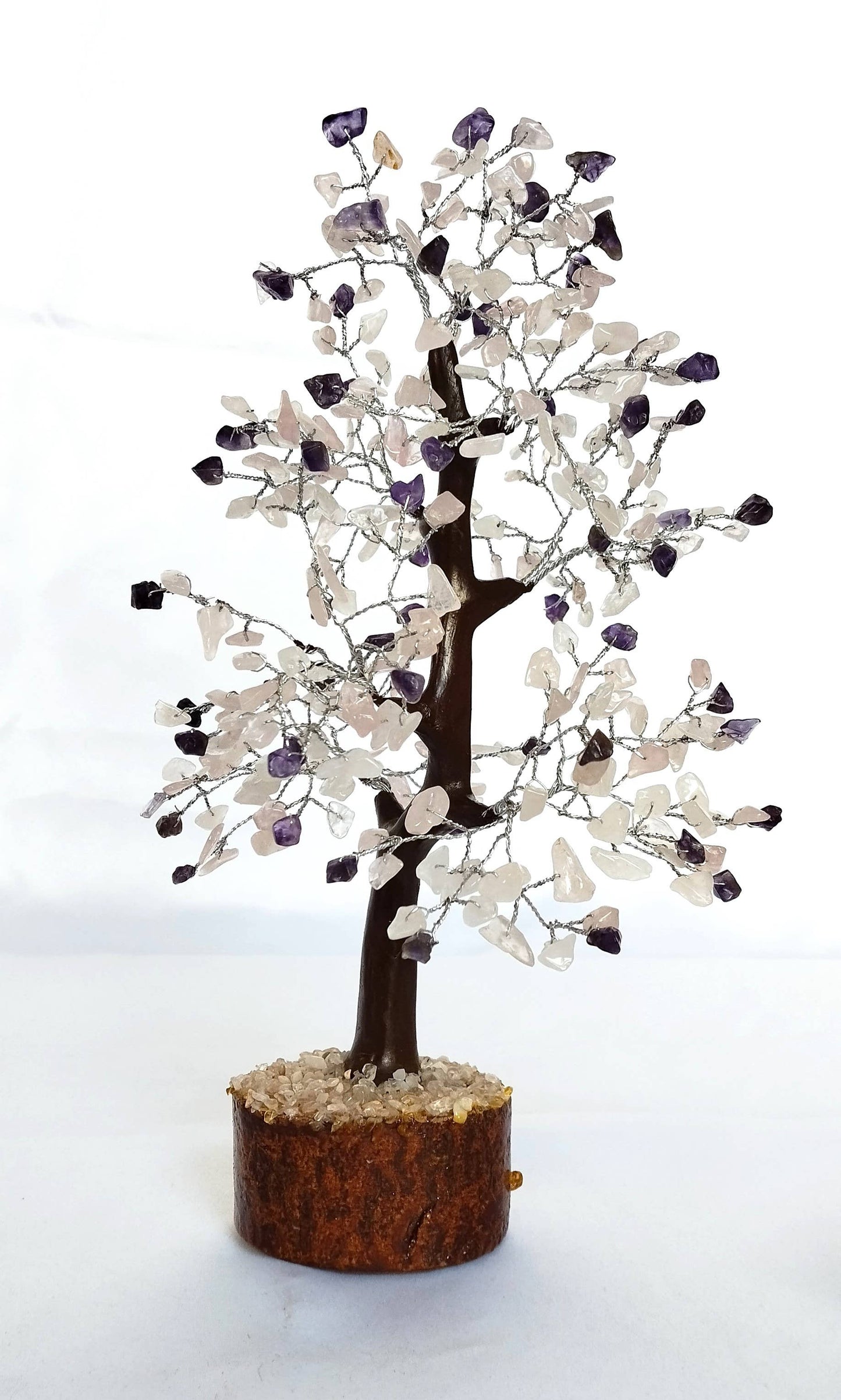 Gemstones Tree |Amethyst with Rose Quartz | Mix Crystal Tree