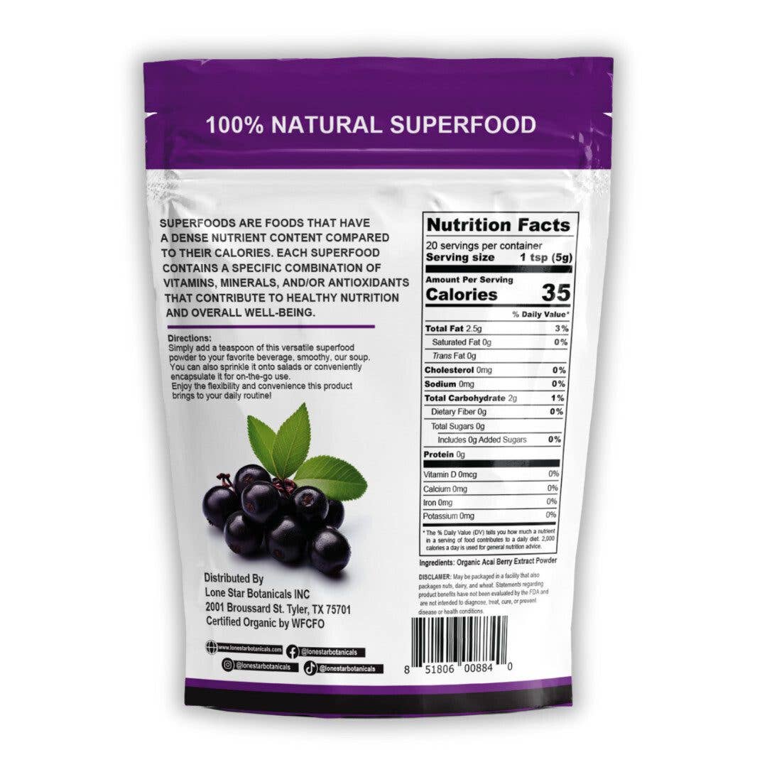 Lone Star Botanicals Organic Acai Berry Extract Powder 100gr