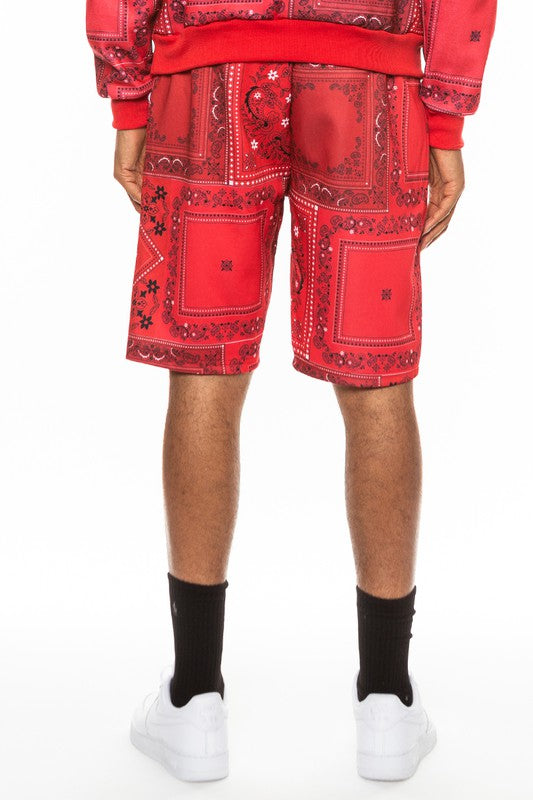 Weiv Mens Paisley Bandana Print Shorts