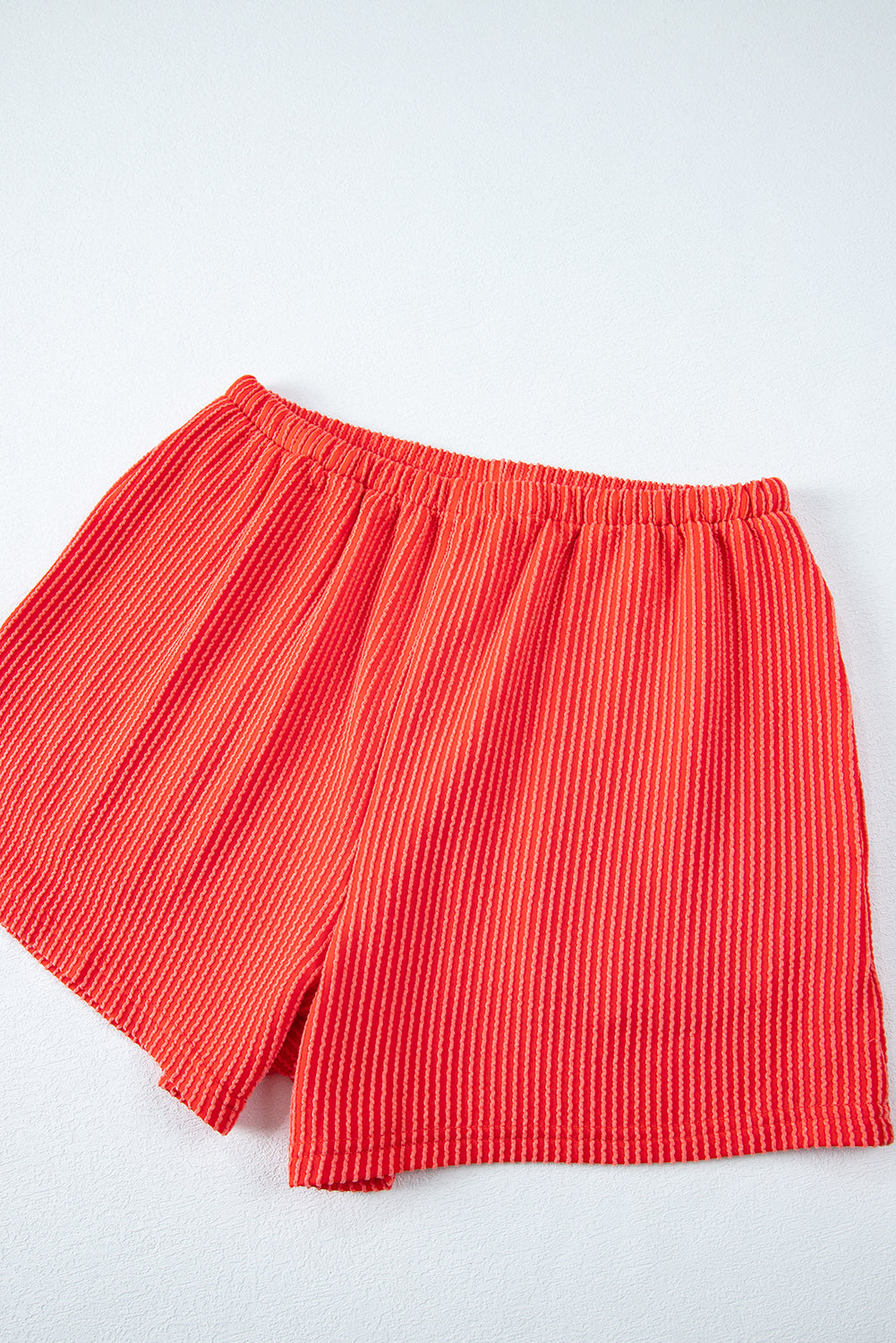 Iceland Blue Ribbed Textured Knit Loose Fit Tee and Shorts Set