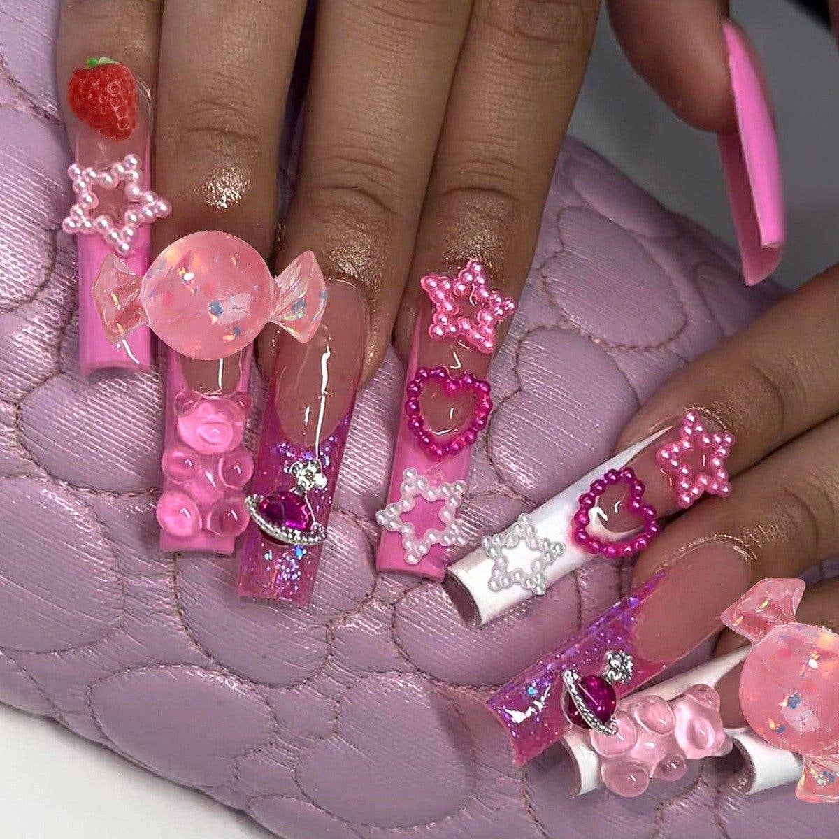 Almond Pure Color Electroplated Nail Art Press On Nails