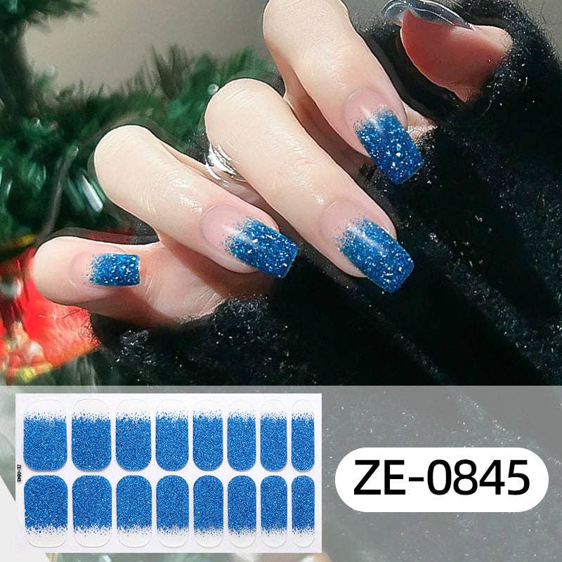 Nail Stickers With Glitter Gradient And Adhesive Backing
