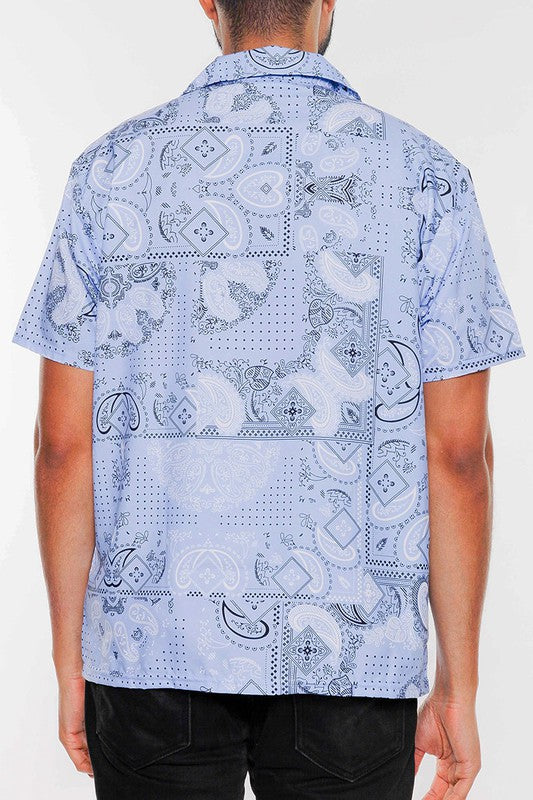 Mens Collared Print Button Down