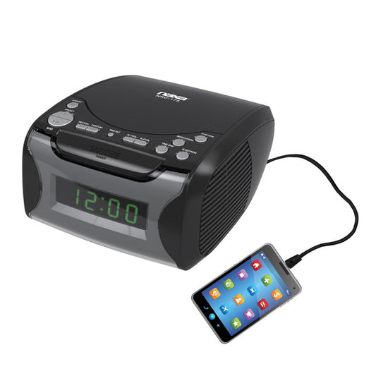 Naxa Dual Alarm Clock Radio w CD Player & USB