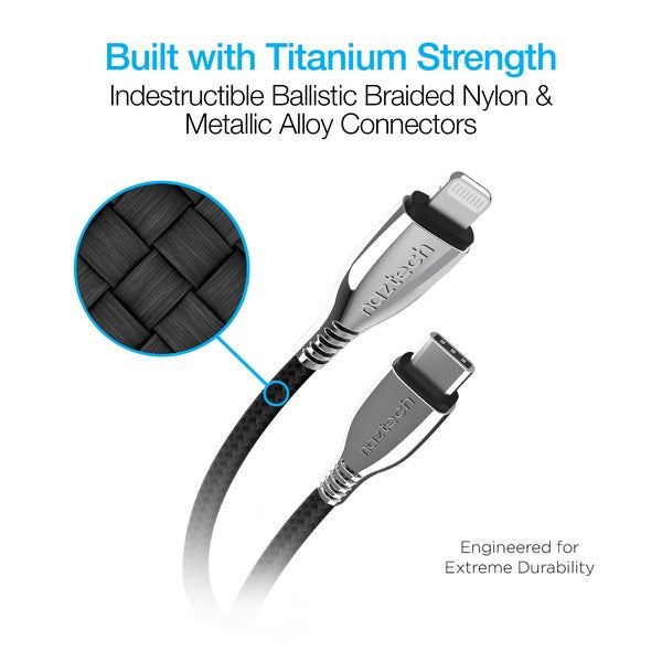 Naztech Titanium USB-C to Lightning Braided Cable