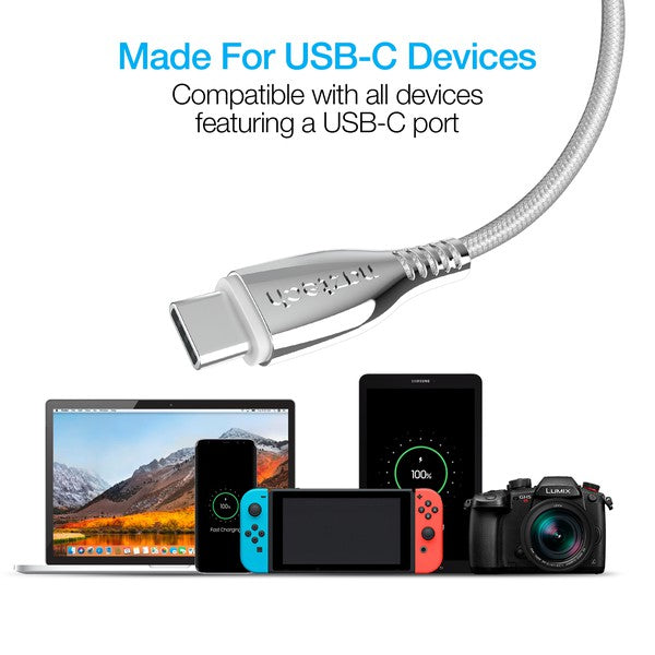 Naztech Titanium USB to USB-C Braided Cable 6ft