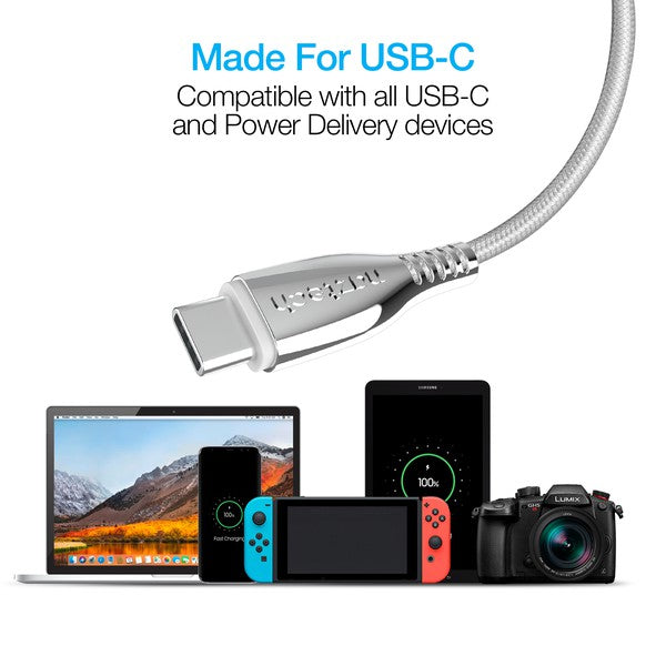 Naztech Titanium USB-C to USB-C Braided Cable 6ft