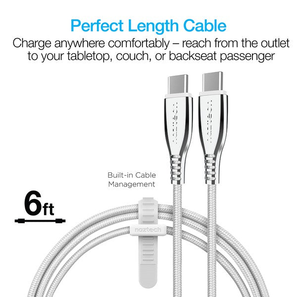 Naztech Titanium USB-C to USB-C Braided Cable 6ft