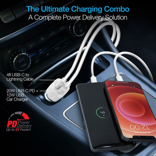 Naztech 20W USB-C PD &12W USB Car Charger