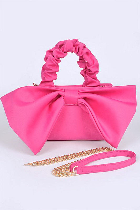 Crinkle Handle Large Bow Tie Clutch Bag