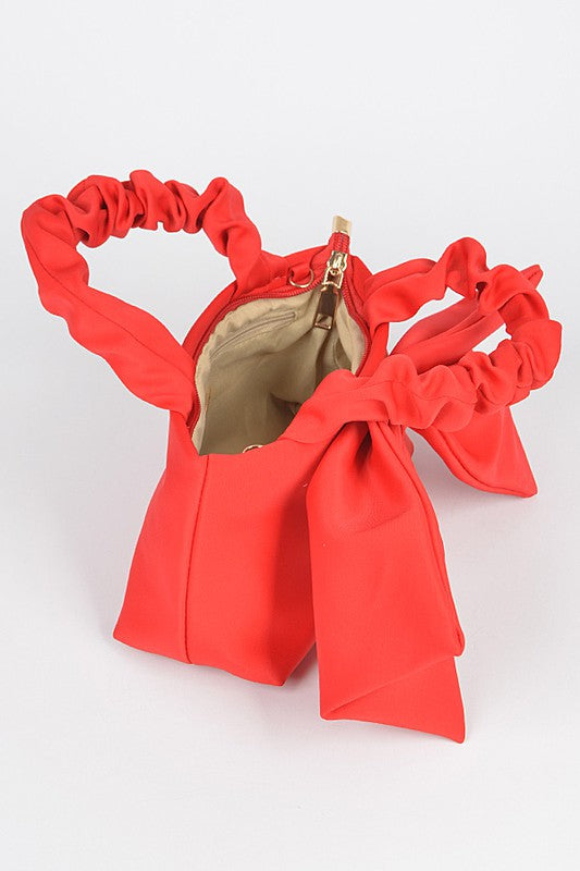 Crinkle Handle Large Bow Tie Clutch Bag