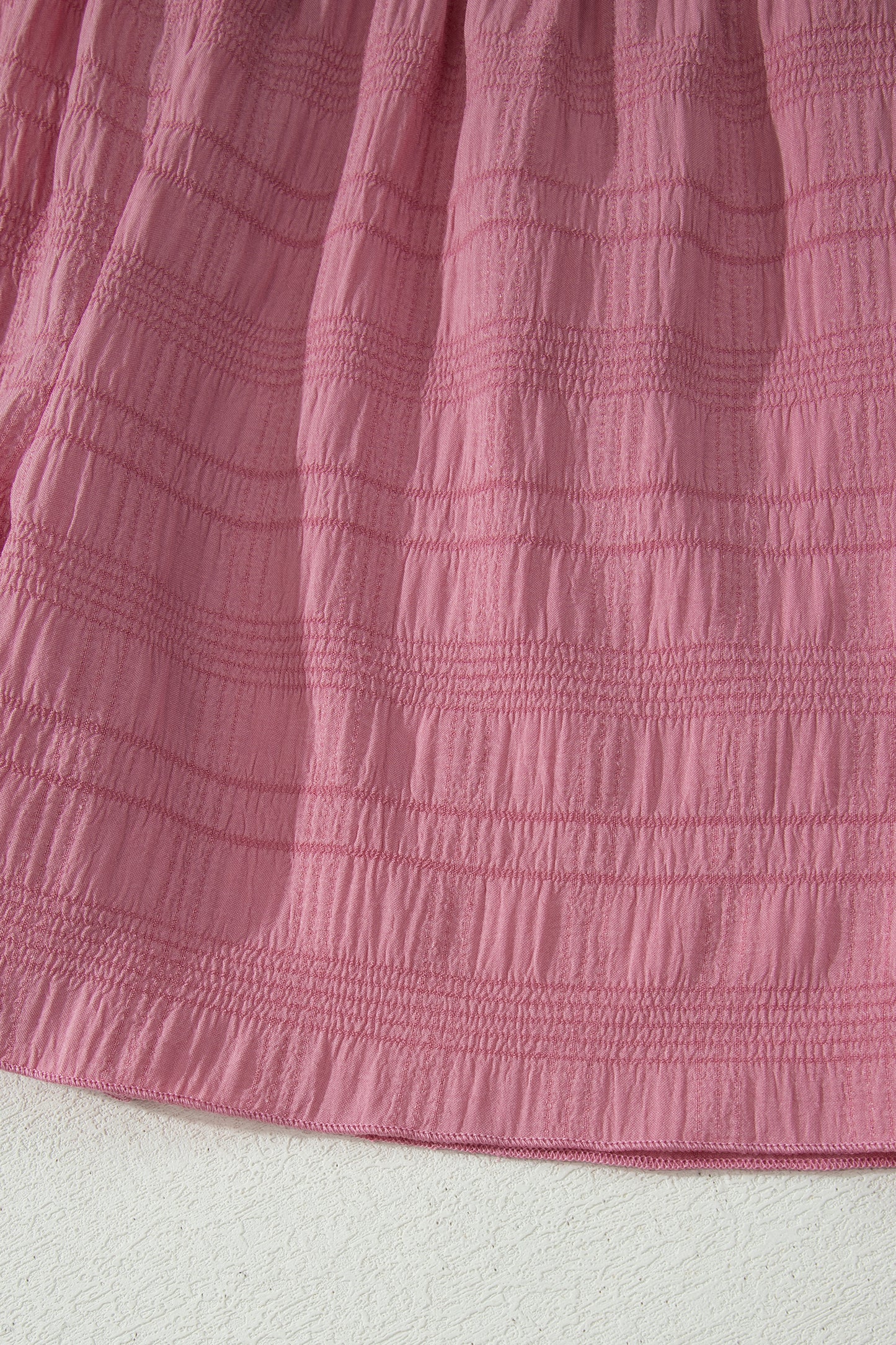 Peach Blossom Textured Square Neck Top and Shirred High Waist Shorts Set
