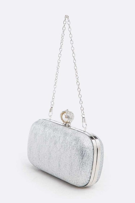 Crystal Flower Statement Satin Heart Shape Clutch