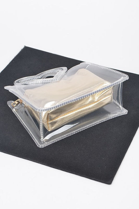 Heart Shape Handle  Stadium Transparent Bag Set