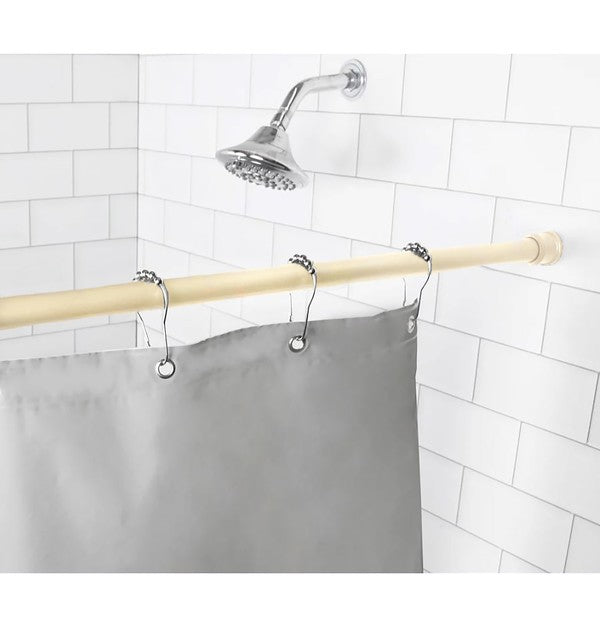 Beige Adjustable Tension Curtain Rod 41-76 inches