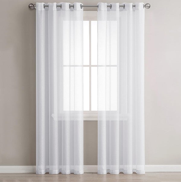 White Sheer Window Grommet Curtain Set