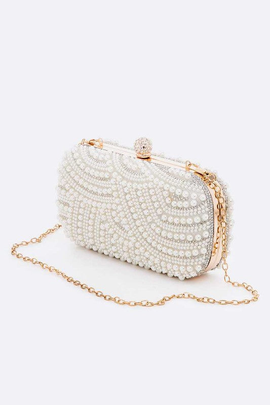 Pearl Embellshment Bridal Box Clutch