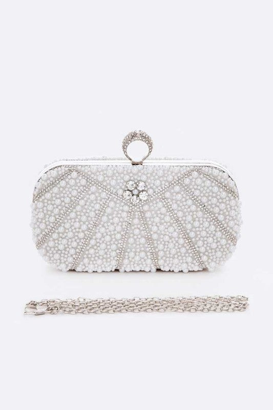 Pearl Studded Statement Bridal Box Clutch