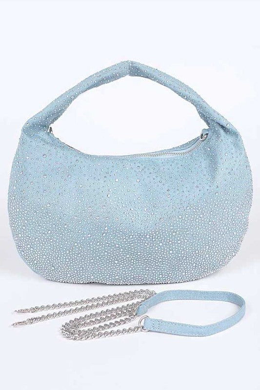 Micro Studs Convertible Denim Hobo Bag