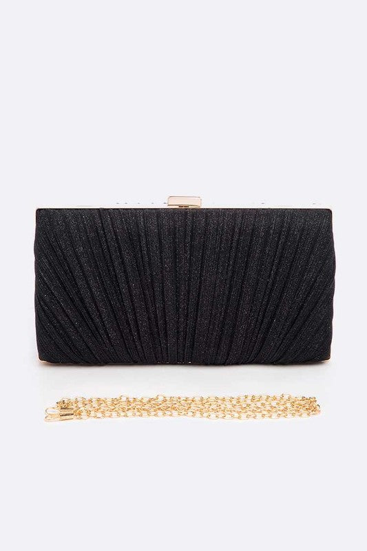 Metallic Pleated Bridal Party Box Clutch