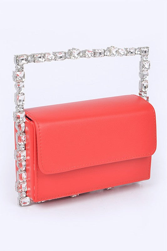 Rhinestone Top Handle Square Iconic Clutch