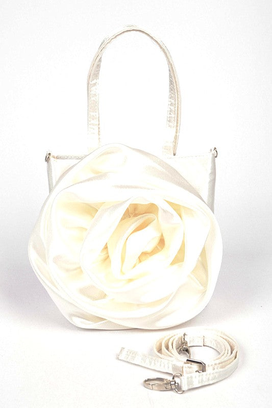 Oversize Satin Flower Top Handle Soft Clutch