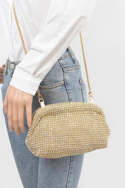 Oversize Rhinestone Convertible Soft Clutch Bag