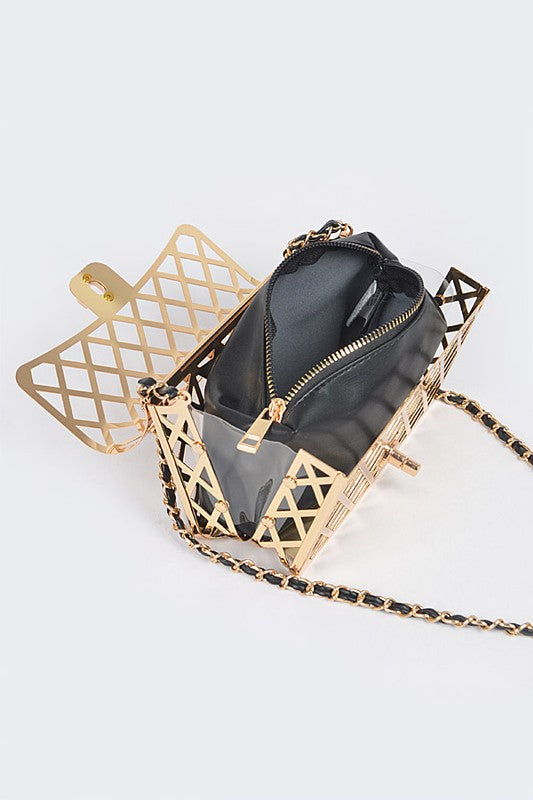 2 In 1 Metal Cage Iconic Shoulder Bag