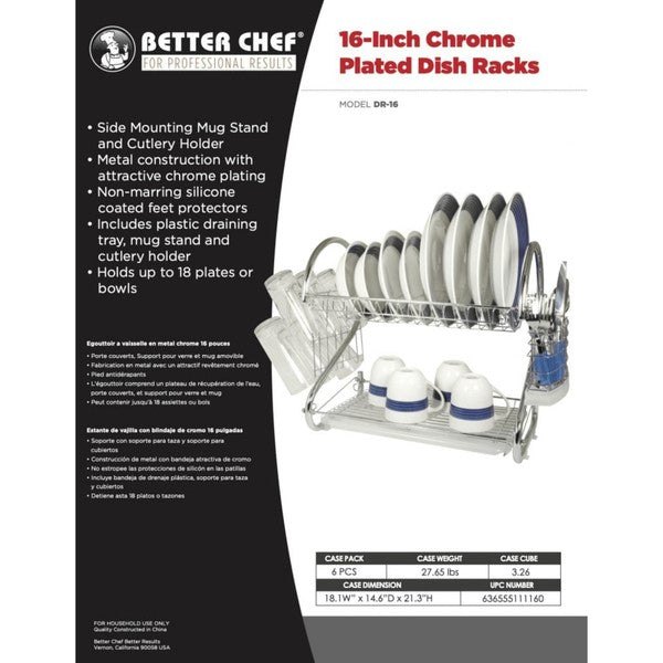 Better Chef 16 Inch 2-Level S-Shaped Dish Rack