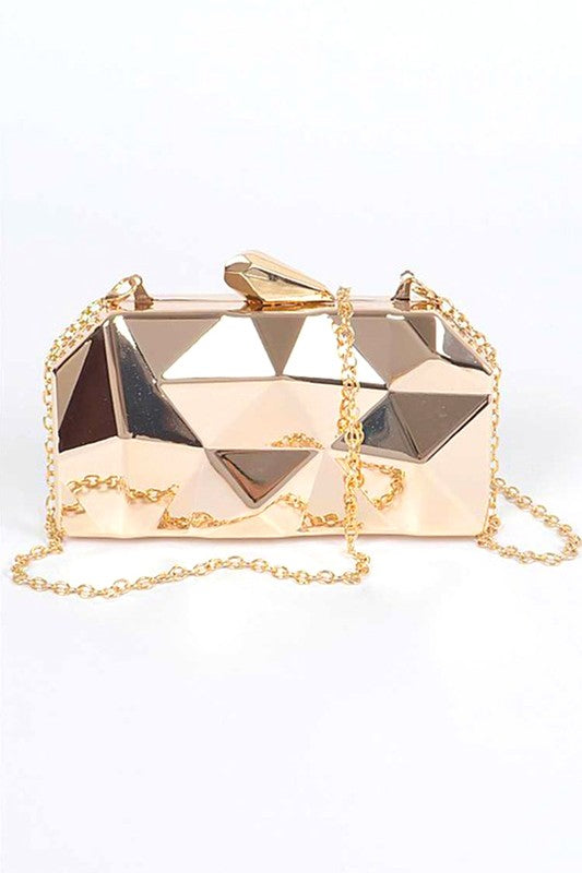 Shinny Iconic Edgy Box Clutch