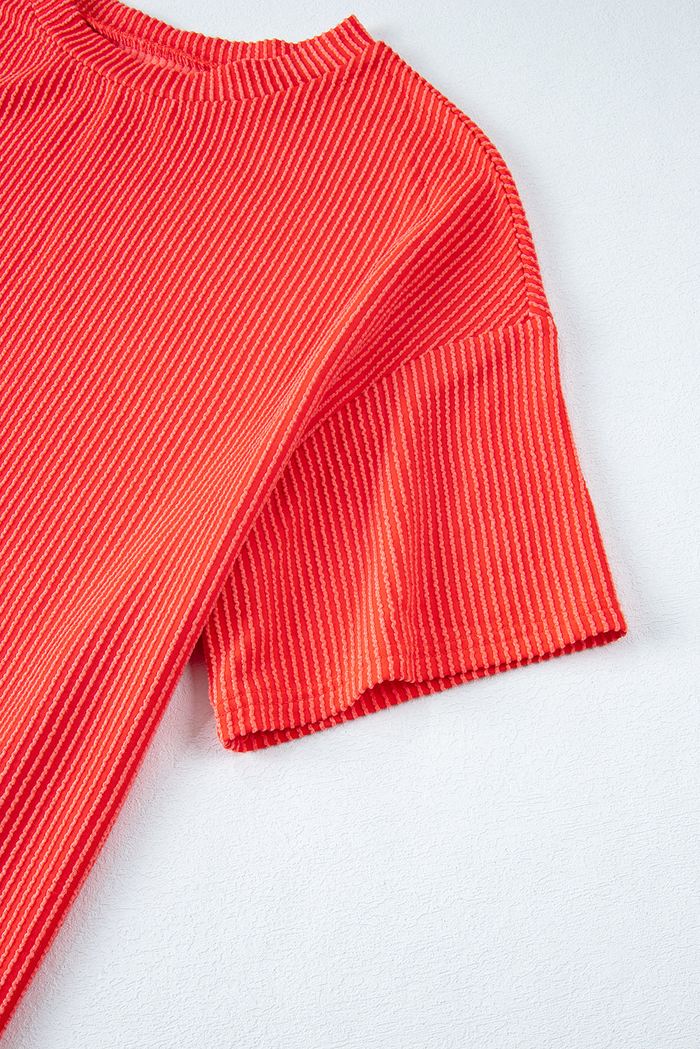 Iceland Blue Ribbed Textured Knit Loose Fit Tee and Shorts Set