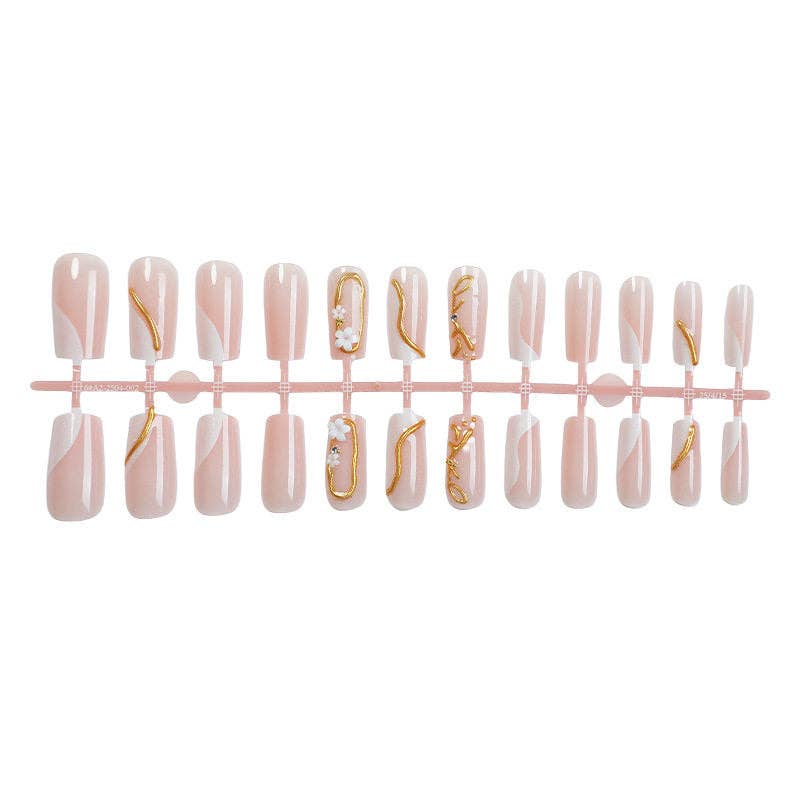 Fashion French Nail Stickers With Gold Edge Detachable