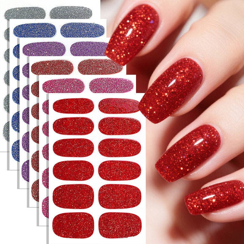 Chic Solid Color Onion Pink Nail Stickers