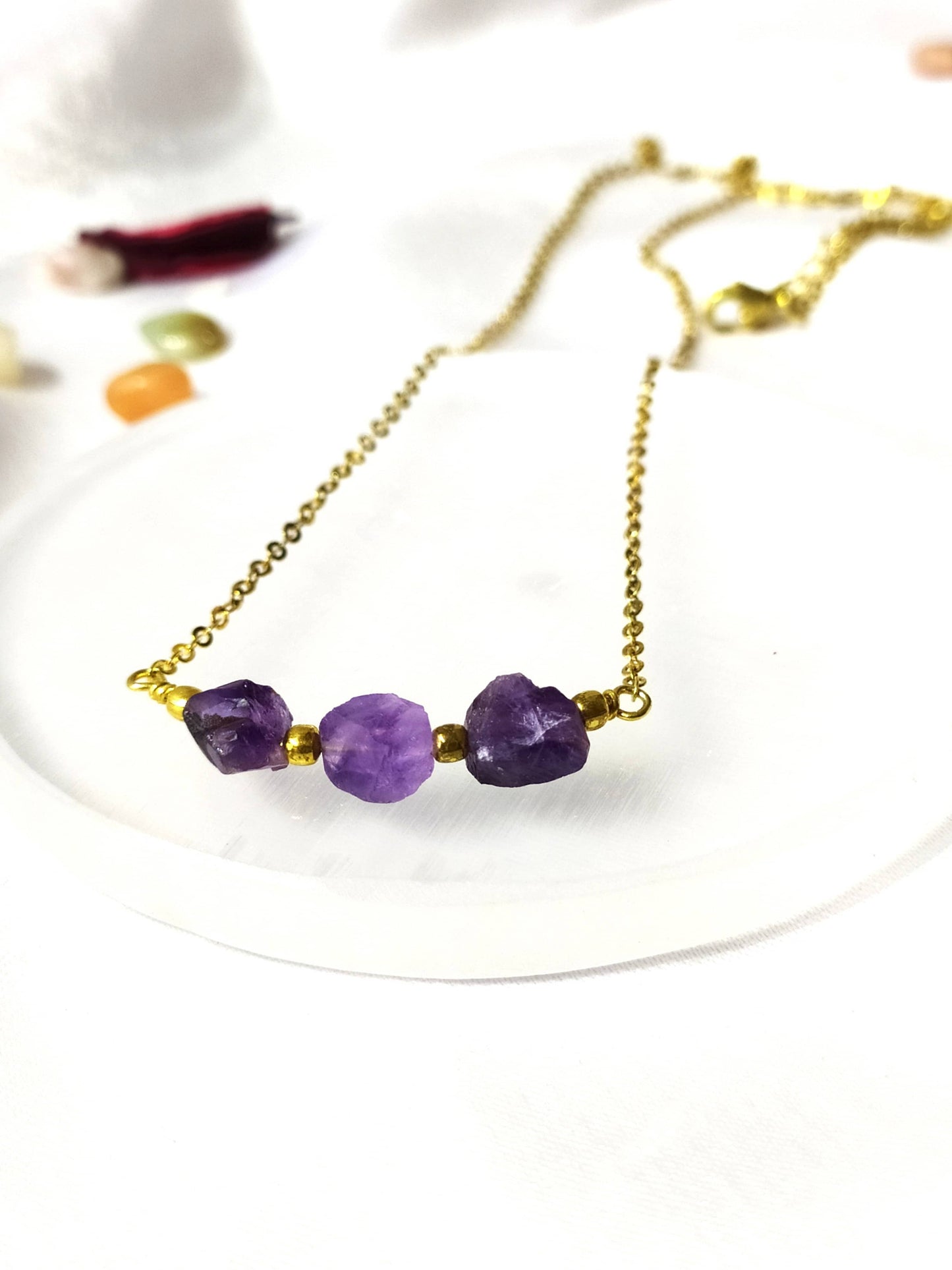 Raw Crystal Necklace| Amethyst Stone | Raw Amethyst Necklace