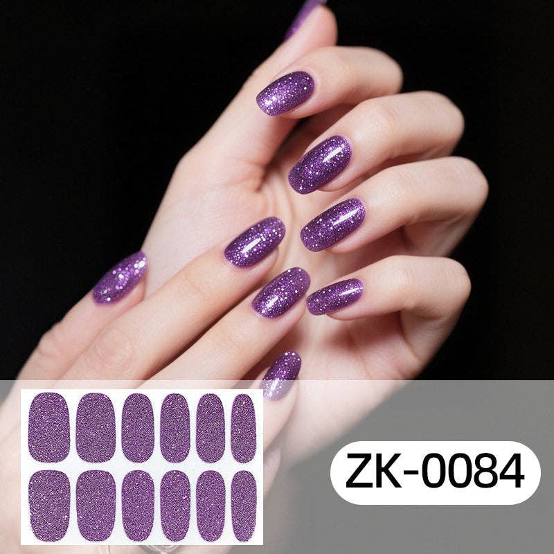 Chic Solid Color Onion Pink Nail Stickers