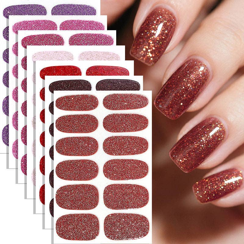 Chic Solid Color Onion Pink Nail Stickers