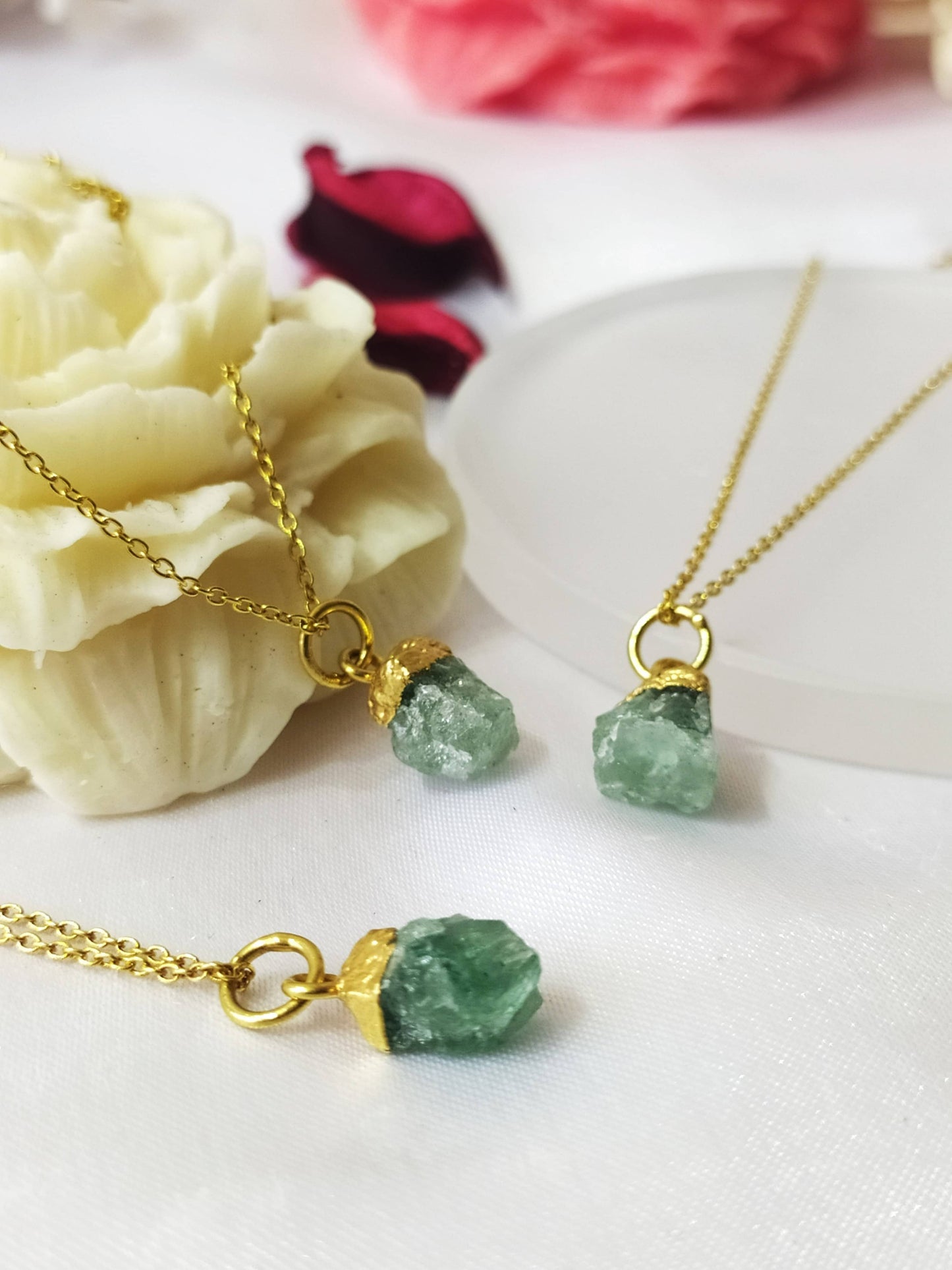 Raw Crystal Necklace|Green Aventurine| Raw Gemstone Necklace