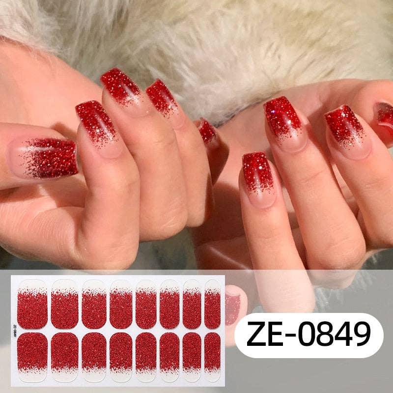 Nail Stickers With Glitter Gradient And Adhesive Backing
