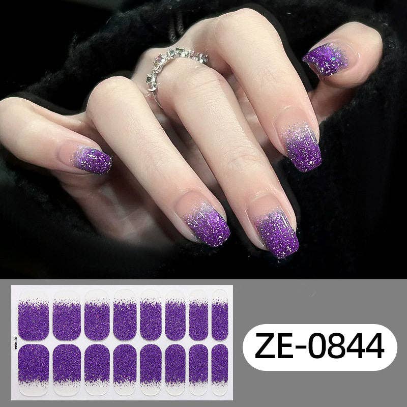 Nail Stickers With Glitter Gradient And Adhesive Backing