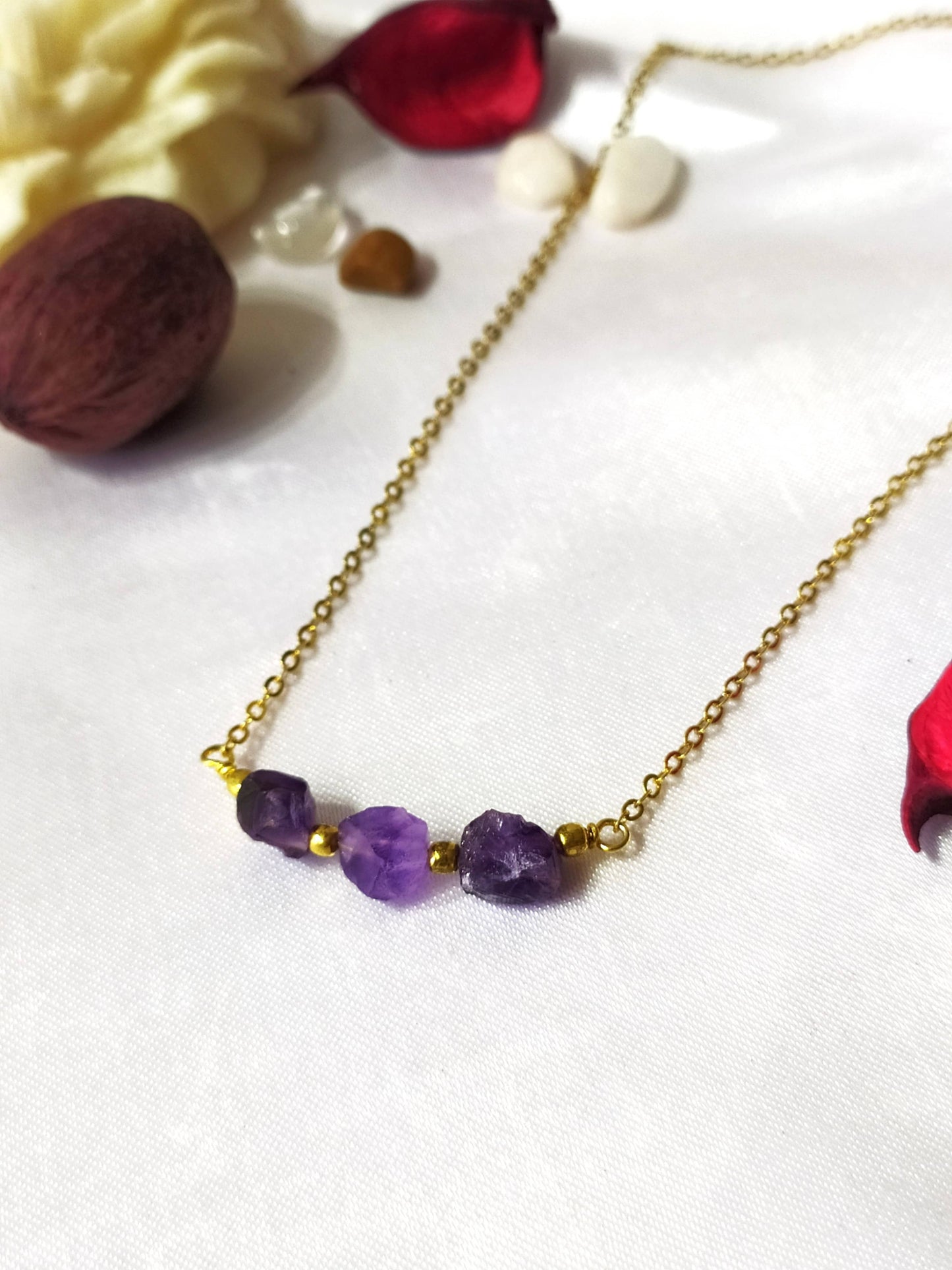 Raw Crystal Necklace| Amethyst Stone | Raw Amethyst Necklace