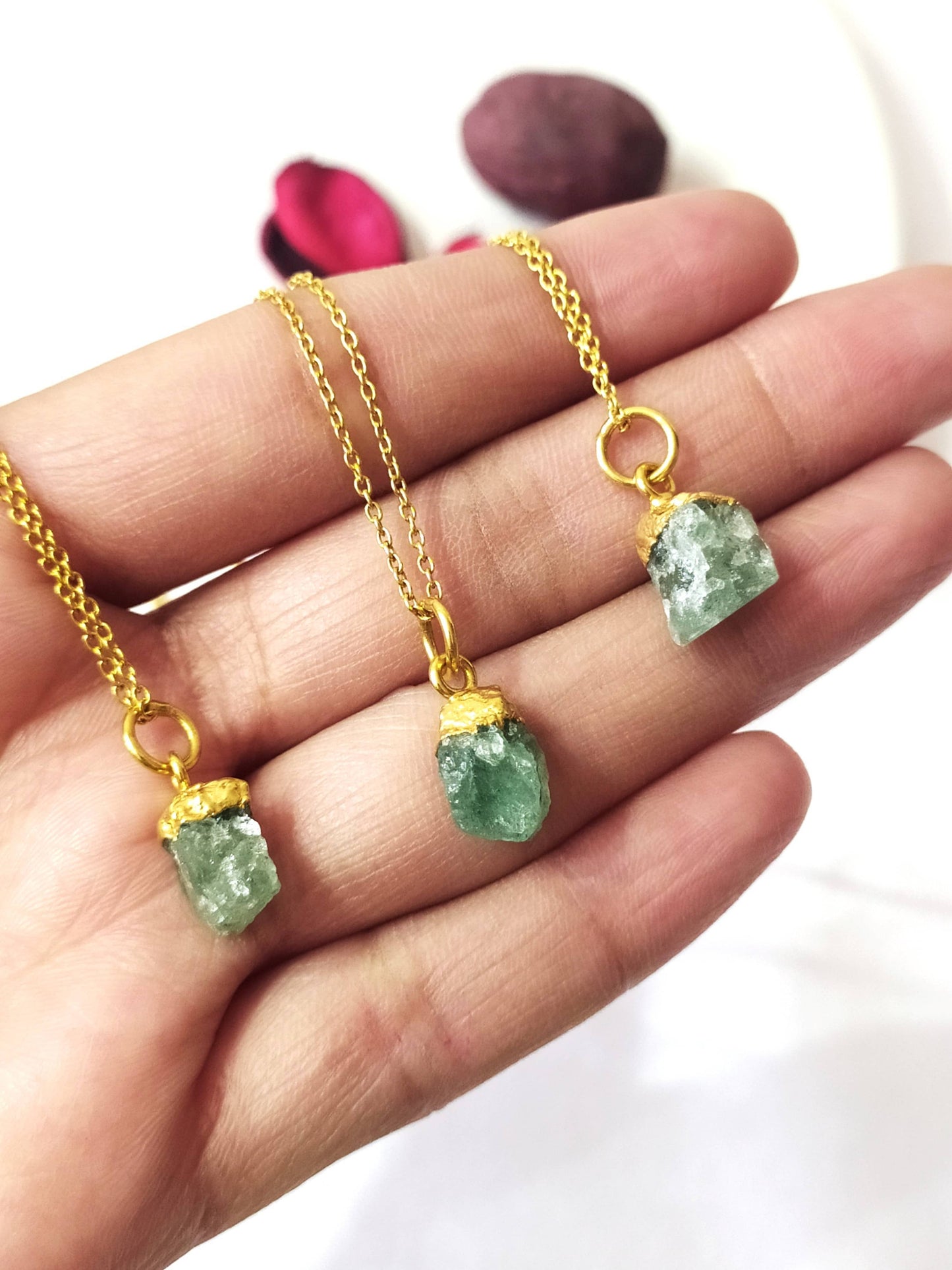 Raw Crystal Necklace|Green Aventurine| Raw Gemstone Necklace