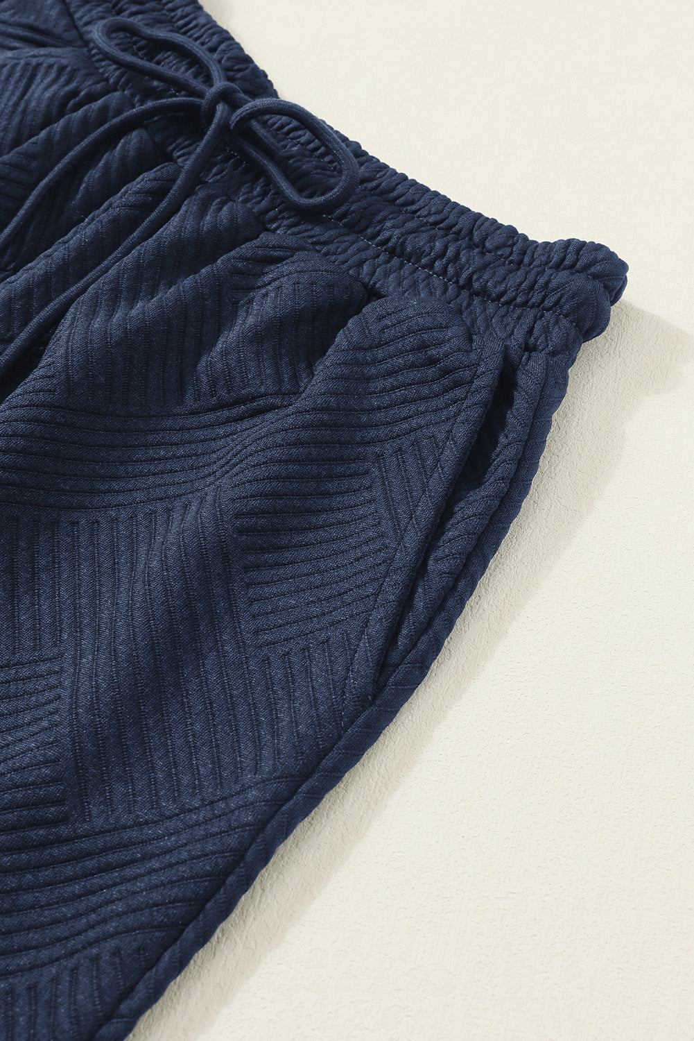 Gray Textured Loose Fit T Shirt and Drawstring Pants Set