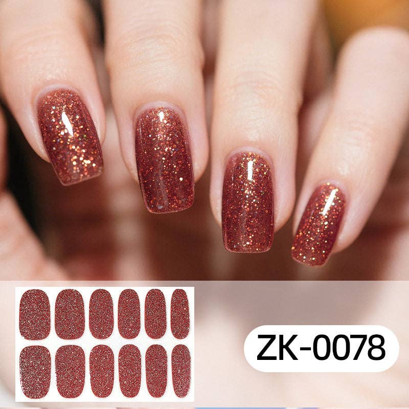 Chic Solid Color Onion Pink Nail Stickers