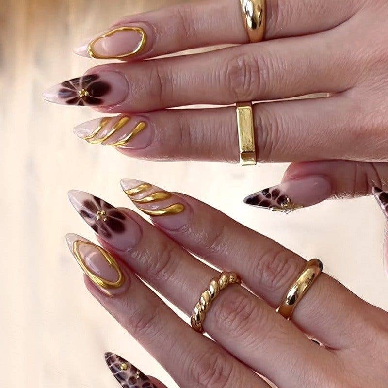 Almond Pure Color Electroplated Nail Art Press On Nails