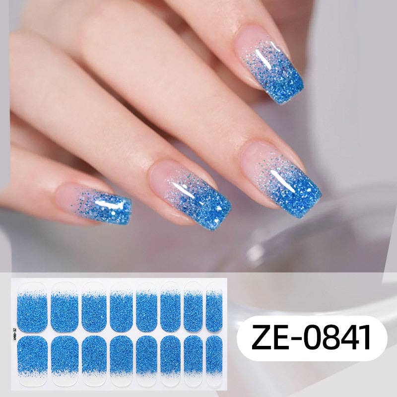 Nail Stickers With Glitter Gradient And Adhesive Backing