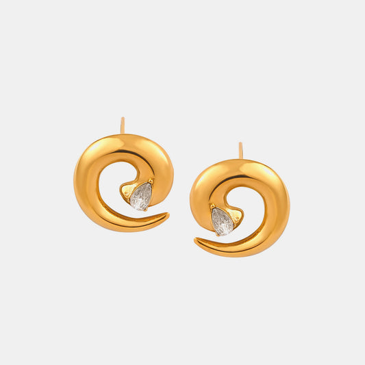 Titanium Steel Zircon Spiral Shape Earrings