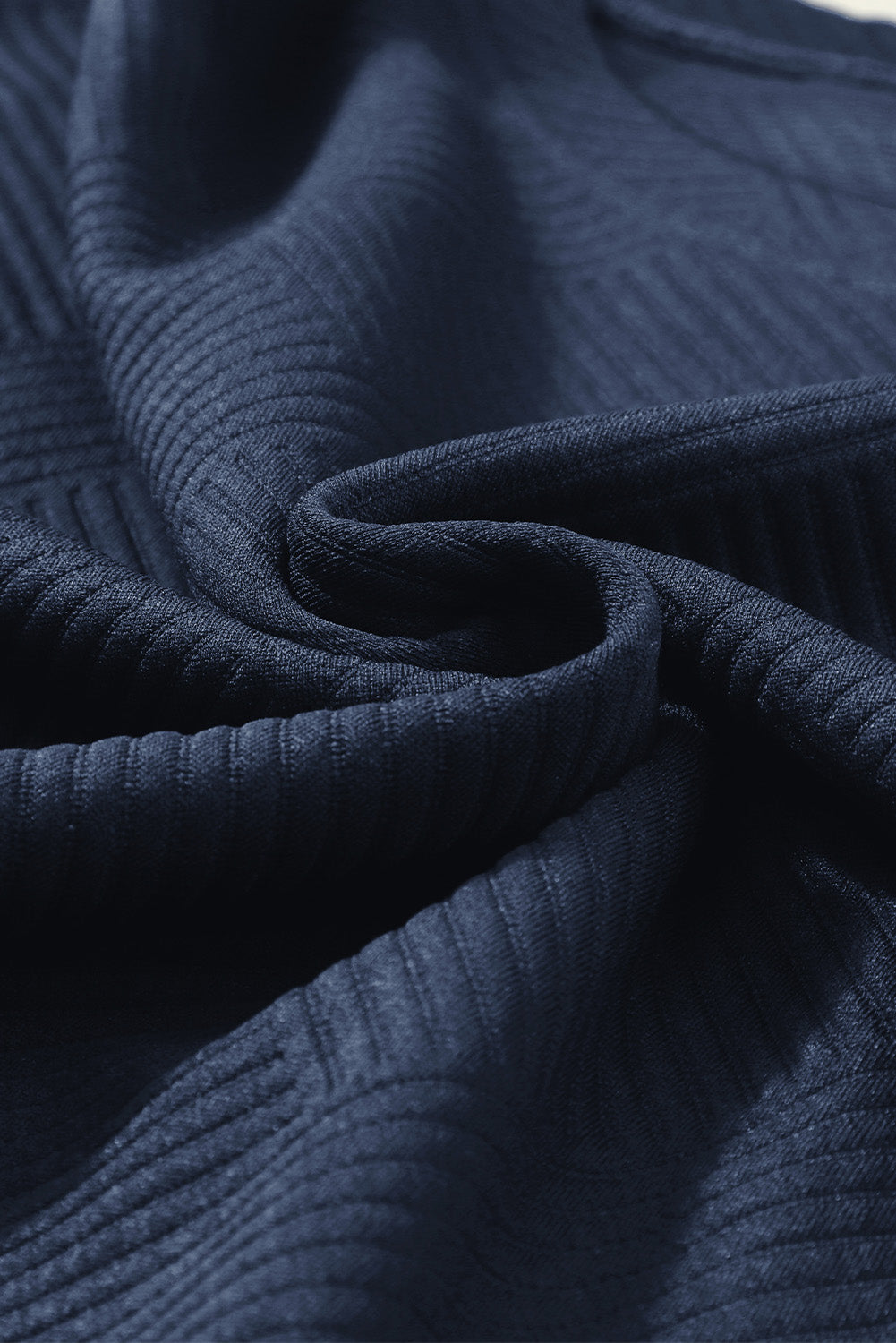 Gray Textured Loose Fit T Shirt and Drawstring Pants Set