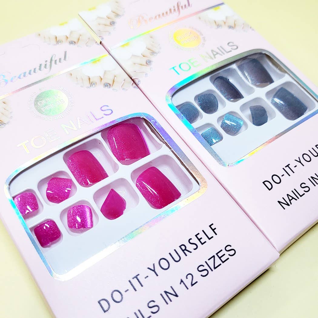 Women Pre Glued Press On Toe Nail Set
