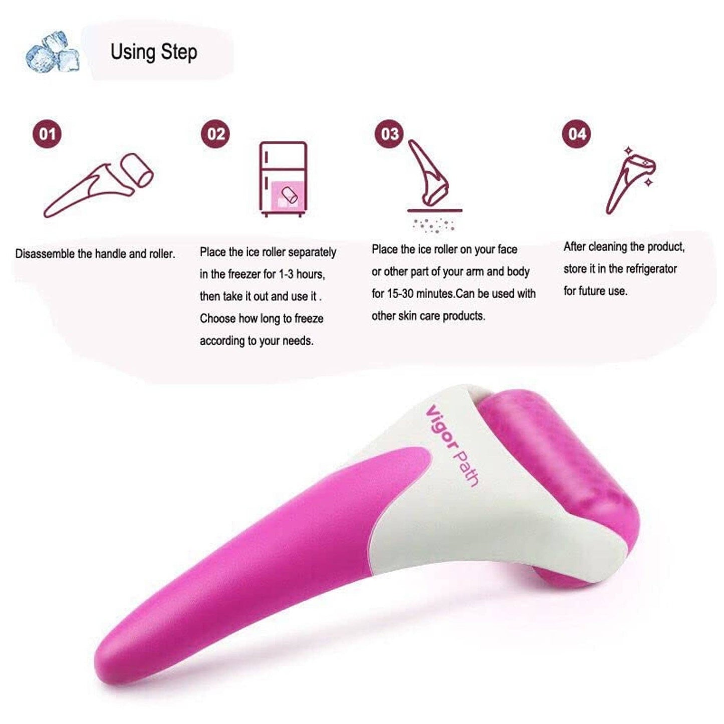 Ice Roller for Face, Eyes & Skin Care (Pink)