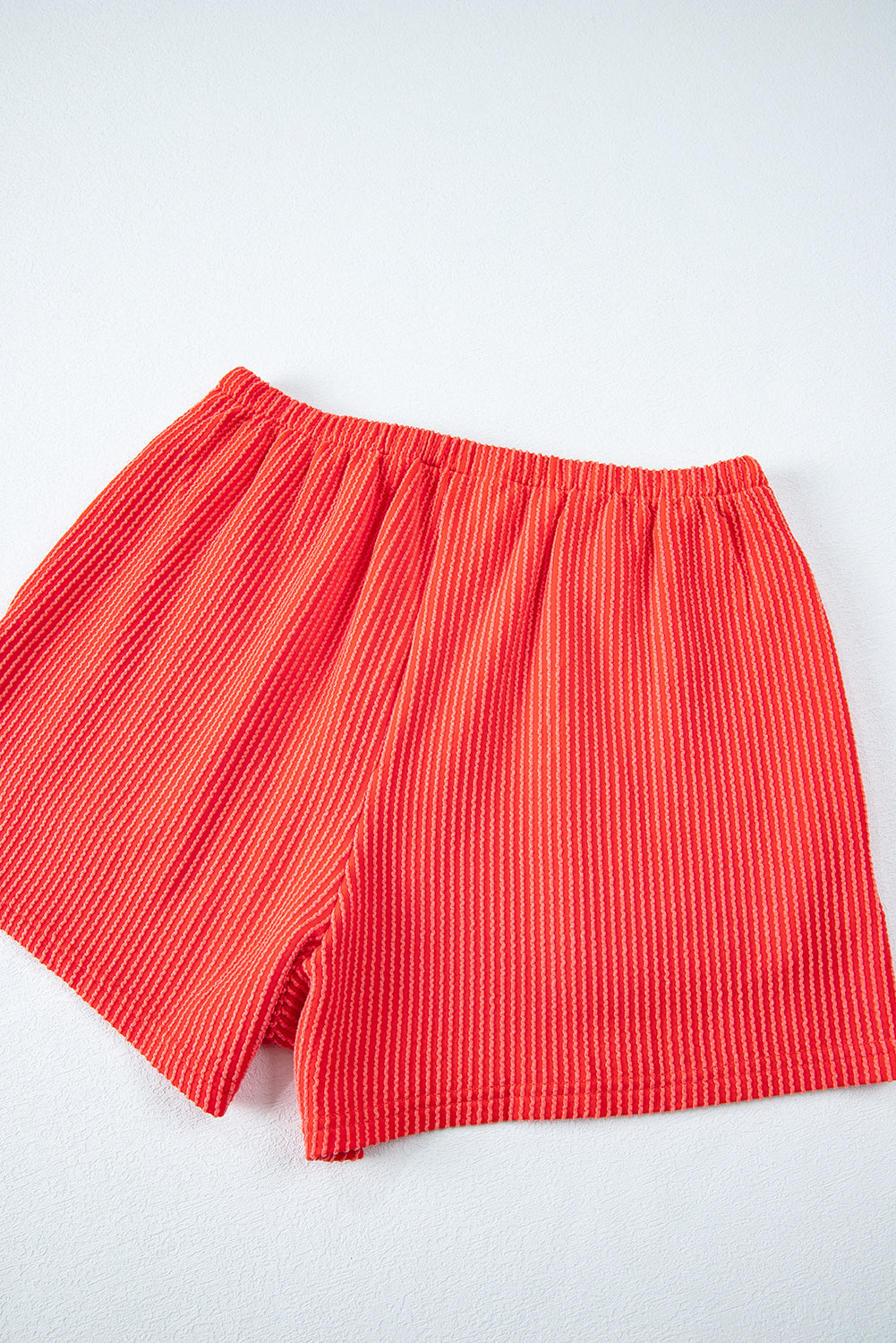 Iceland Blue Ribbed Textured Knit Loose Fit Tee and Shorts Set